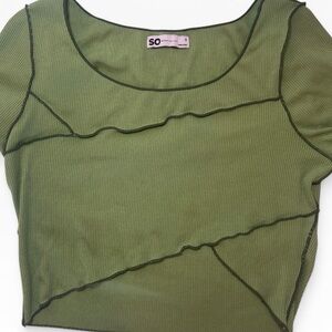 SO Olive Green light ribbed Crop Top